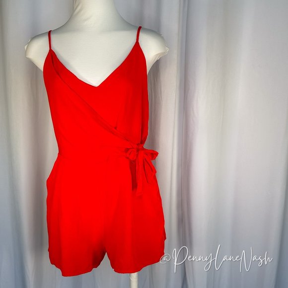one clothing Pants - One Clothing Side Tie Romper Red